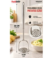 ByMyHand Paslanmaz Çelik Manuel Patates Ezici 36 - 8 Cm