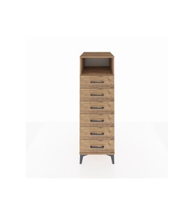 Kronos Dolap Tek Raflı 6 Çekmeceli 44x59x134 Çam-Çam