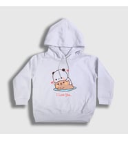 Presmono Unisex Çocuk Beyaz Love Sevgili Sevgililer Günü Hediye Bubu Dudu Kapüşonlu Sweatshirt 481028tt