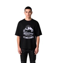 Erkek Oversize Tişört Dağ Grafik Baskılı Outdoor Macera Teması Rahat Kesim Günlük Giyim Modern Şık