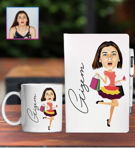 Kişiye Özel Karikatür Tasarım Defter Kalem Kupa Hediye Seti 96246