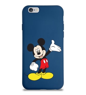 Apple iPhone 6S Plus  Lansman Kılıf Mickey Mouse Tasarımlı Altı Kapalı İçi Kadife Kaplı  Kapak (Şeffaf)