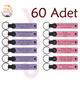 M Menekşe & Pembe, 60’li Set, Kişiye Özgü Anahtarlık, Gönüllü Proje Katılımcılarına Anlamlı Hediye