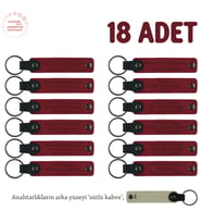 Yeni Bayi Açılışında Müşterilere Hediye, 18'li Set, Markalı Deri Anahtarlık, Kırmızı & Sütlü Kahve