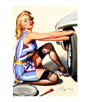 Tamirci Pin Up Kadın Mdf Tablo