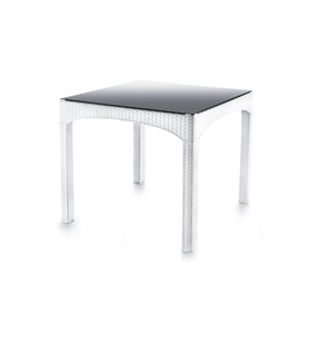 Omnipazar SY-2576 Beyaz Rattan Kare Kapalı Camlı Temperli Masa 82439