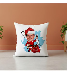 Noel Baba Karikatürlü Yılbaşı Yastığı Kişiye Özel