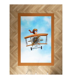 MEKTA HOME BEBEK VE ÇOCUK ODASI Uçak ve Küçük Pilot Desenli Halı