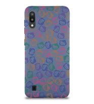 Samsung Galaxy M10 Uyumlu Lansman Kılıf Hello Kitty Tasarımlı İçi Kadife Kapak-Petrol Mavisi (Şeffaf)