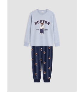 LCW Kids Mavi Bisiklet Yaka Erkek Çocuk Pijama Takım