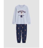 LCW Kids Mavi Bisiklet Yaka Erkek Çocuk Pijama Takım