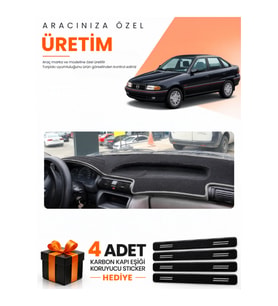 OPEL ASTRA F AIRBAGSIZ (1991-1997) Uyumlu Torpido Koruma Örtüsü Oto Kılıfı - Siyah Gri