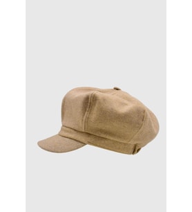 Kadın Yünlü Vintage Kasket Retro Kışlık Şapka (Camel)