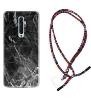 Oppo Reno 2Z 4 Lite 4 Pro 5 6 7 A31 Kılıf Boyun Asklı Rasta Silikon Kara Mermer 1375
