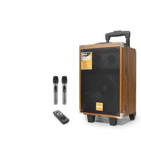 Bluetooth Hoparlör Fm Radyo 8 Inç Usb Tf Aux Çift Mikrofonlu Kumandalı - Ahşap BQ8