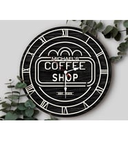 BK Gift Kafelere Özel Dekoratif Siyah Ahşap Duvar Saati 35cm-4 , Bar Duvar Saati , Cafe Duvar Saati , Özel Ahşap Saat
