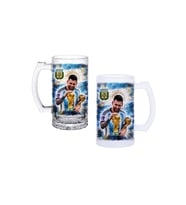 Ghostbastır Design Messi Kulplu Bira Bardağı Buzlu veya Şeffaf Seçenekli 0159