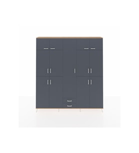 Arges Gardrop 10 Raflı 2 Çekmeceli 4 Askılı 220x30x243 Çam-Antrasit
