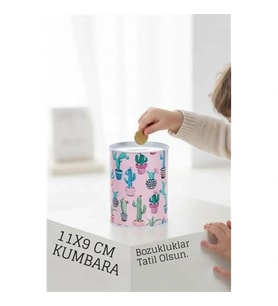 Mey İthalat® Desenli Metal Kumbara 11x9 cm - Tasarruf ve Dekorasyon Bir Arada 722402
