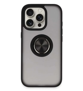 iPhone 16 Pro Kılıf Montreal Yüzüklü Silikon Kapak - Siyah