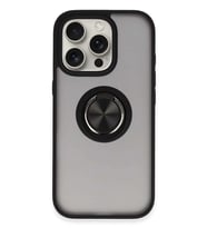 iPhone 16 Pro Kılıf Montreal Yüzüklü Silikon Kapak - Siyah