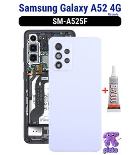 Samsung Galaxy A52 4G Arka Kapak Pil Batarya Kapağı Kamera Lensli SM-A525F Uyumlu + B7000