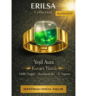 Sertifikalı Yeşil Aura Kuvars Yüzük Doğal Taş Yüzük Ayarlanabilir El Yapımı Enerji Taşı (Çok Renkli)