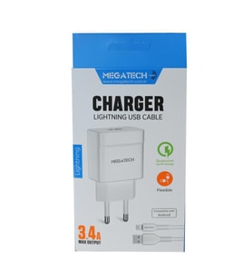 Megatech CC-03 (MT-Cl34) 3.4A Lightning Usb Kablo + Ev Şarj Adaptörü Hızlı Şarj (Karışık)