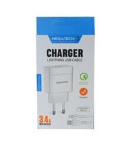 Megatech CC-03 (MT-Cl34) 3.4A Lightning Usb Kablo + Ev Şarj Adaptörü Hızlı Şarj (Karışık)