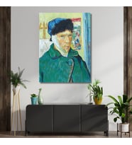 Tekli Dikey Kanvas Duvar Tablosu Vincent van Gogh Bandajlı Bir Kulak ile Otoportre