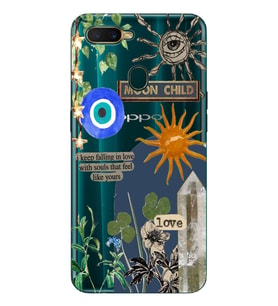 Oppo A5S/AX7/A12 Uyumlu Moon Child Desenli Şeffaf Telefon Kılıfı