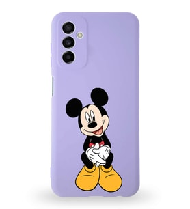 Samsung Galaxy M23 Uyumlu Lansman Kılıf Altı Kapalı İçi Kadife  Mickey Mouse-A Tasarımlı  Kapak (Şeffaf)