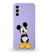 Samsung Galaxy M23 Uyumlu Lansman Kılıf Altı Kapalı İçi Kadife  Mickey Mouse-A Tasarımlı  Kapak (Şeffaf)