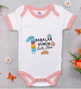 BK Kids İlk Babalar Günü Tasarımlı Pembe Bebek Body Zıbın-2