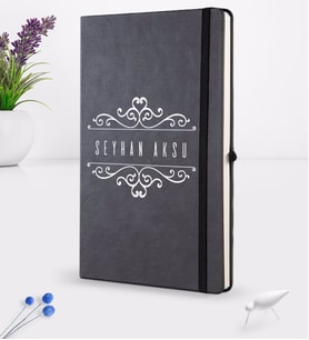 BK Gift Kişiye Özel İsimli Siyah Termo Deri Defter 16x24cm Model 9