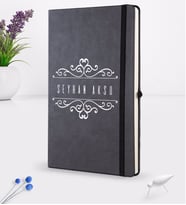 BK Gift Kişiye Özel İsimli Siyah Termo Deri Defter 16x24cm Model 9