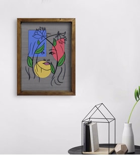 BK Home Woman Line Tasarımlı Doğal Masif Ahşap Çerçeveli Tablo 45x65cm-5