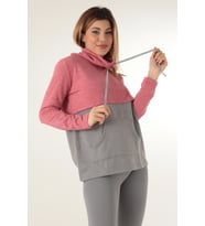 Doremi Bayan Dik Yaka Sweat (Gri - Pembe)