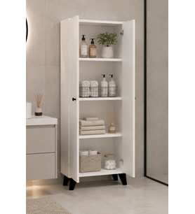 Meltem No.1 Çok Amaçlı Banyo Dolabı Ayarlanabilir Raflı Kapaklı Havlu ve Temizlik Dolabı