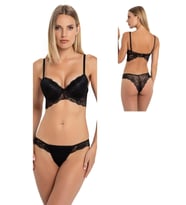 My Venus Dolgulu Balenli Siyah Dantelli Sütyen Takımı