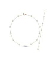 Çıtır Doğal İnci Zincir Kolye Bileklik ikili Set (Rose)