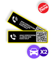 MEO 2'li Paket - Numarasız Numaratör - İçten Yapıştırma QR Kod - Araç İçi Park Telefon Numarası (Yatay Etiket)