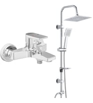ECA Dalia Banyo Bataryası+T-MAY Banyo Çam Kare Tepe Duş Takımı Seti Paslanmaz Kr (Krom)