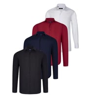 DÖRTLÜ SET G726 DEWBERRY GÖMLEK-SİYAH-BEYAZ-LACİVERT-BORDO (Karışık)