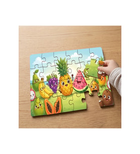 Gülen Meyveler Tasarımlı 24 Parça Ahşap Çocuk Puzzle
