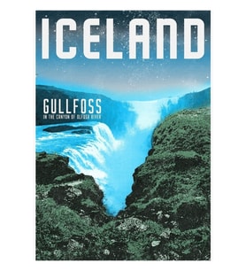 Izlanda'nın Gullfoss Şelalesi Tablo Ahşap Poster Dekoratif
