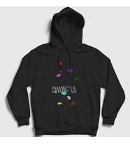 Presmono Unisex Siyah Space Among Us Kapüşonlu Sweatshirt 78001tt