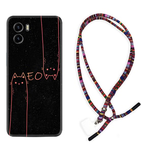 Vivo Y15S Y32 Y33S Y51 Y53S Kılıf Boyun Asklı Rasta Silikon Meow 1657