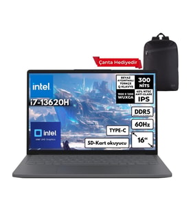 Lenovo Ideapad Slim 3 I7-13620H 16-Gbddr5 1 Tbssd Intel® UHD Graphics 16" Wuxga Windows 11 Pro + Sırt Çantası Taşınabilir Bilgisayar 83K2001WTRHMF18