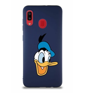 Samsung Galaxy A20 Soft Premier Kapak Donald Duck-A Tasarımlı Silikon Kılıf - Lacivert (Şeffaf)